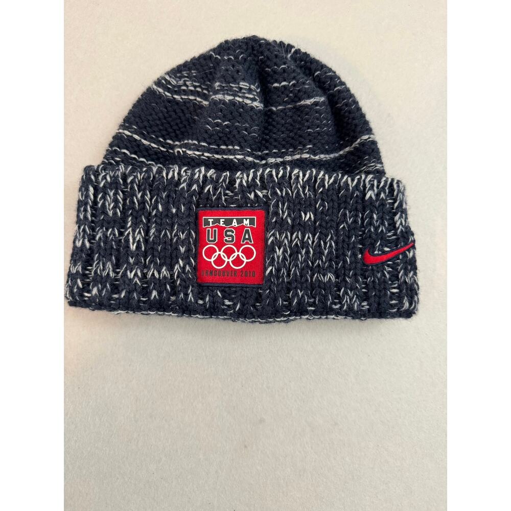 Vintage Nike Team USA Vancouver 2010 Winter Olympics Knit Wool Beanie Blue